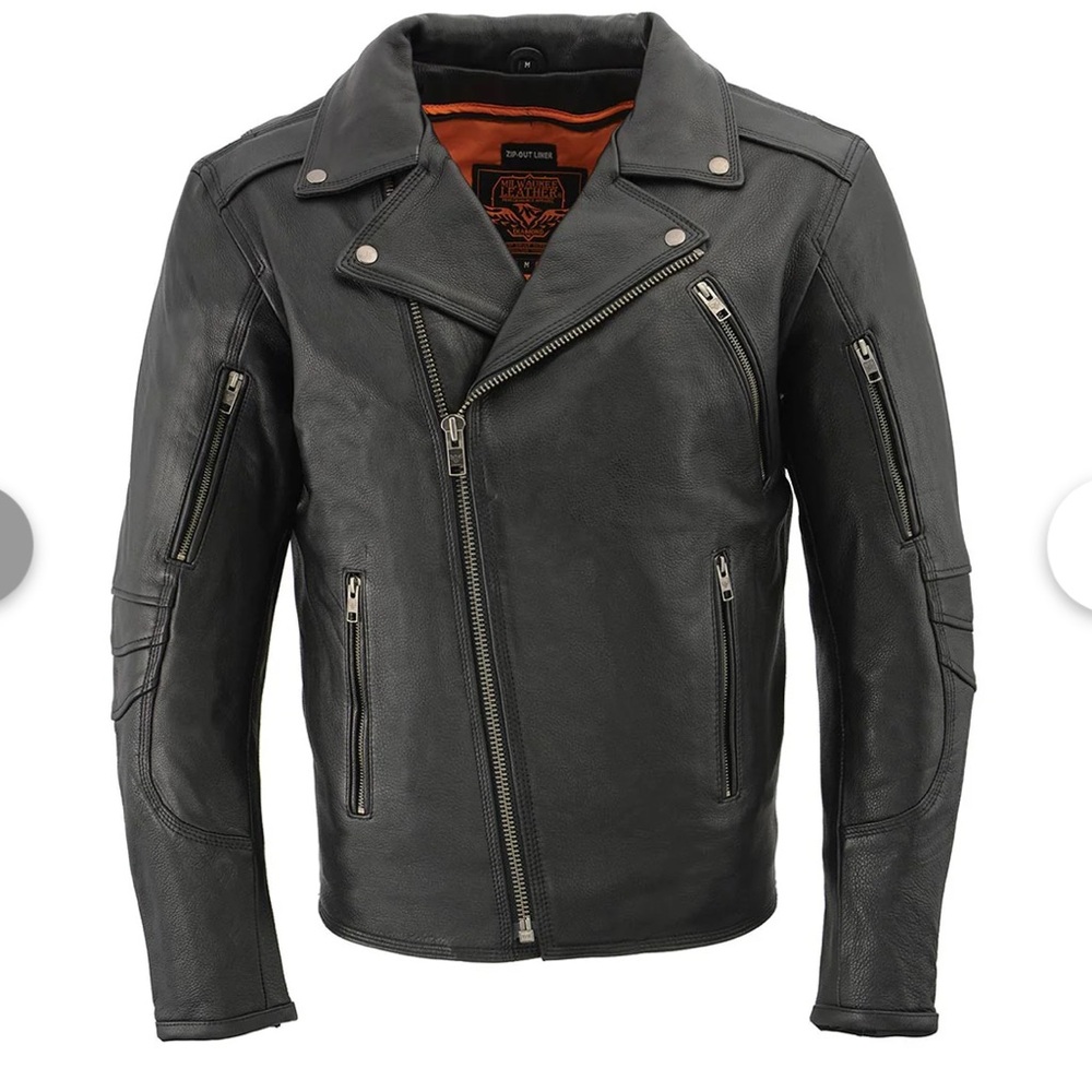 Milwaukee Leather MLM1515 Men's Classic Beltless Black Motorcycle Jacket Size M - Picture 12 of 14